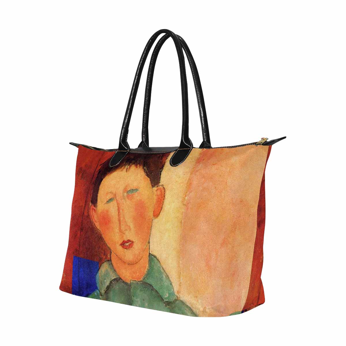 Classic handbag, Modigliani design, choice of 2 colors, Boy in a blue jacket version 1 & 2