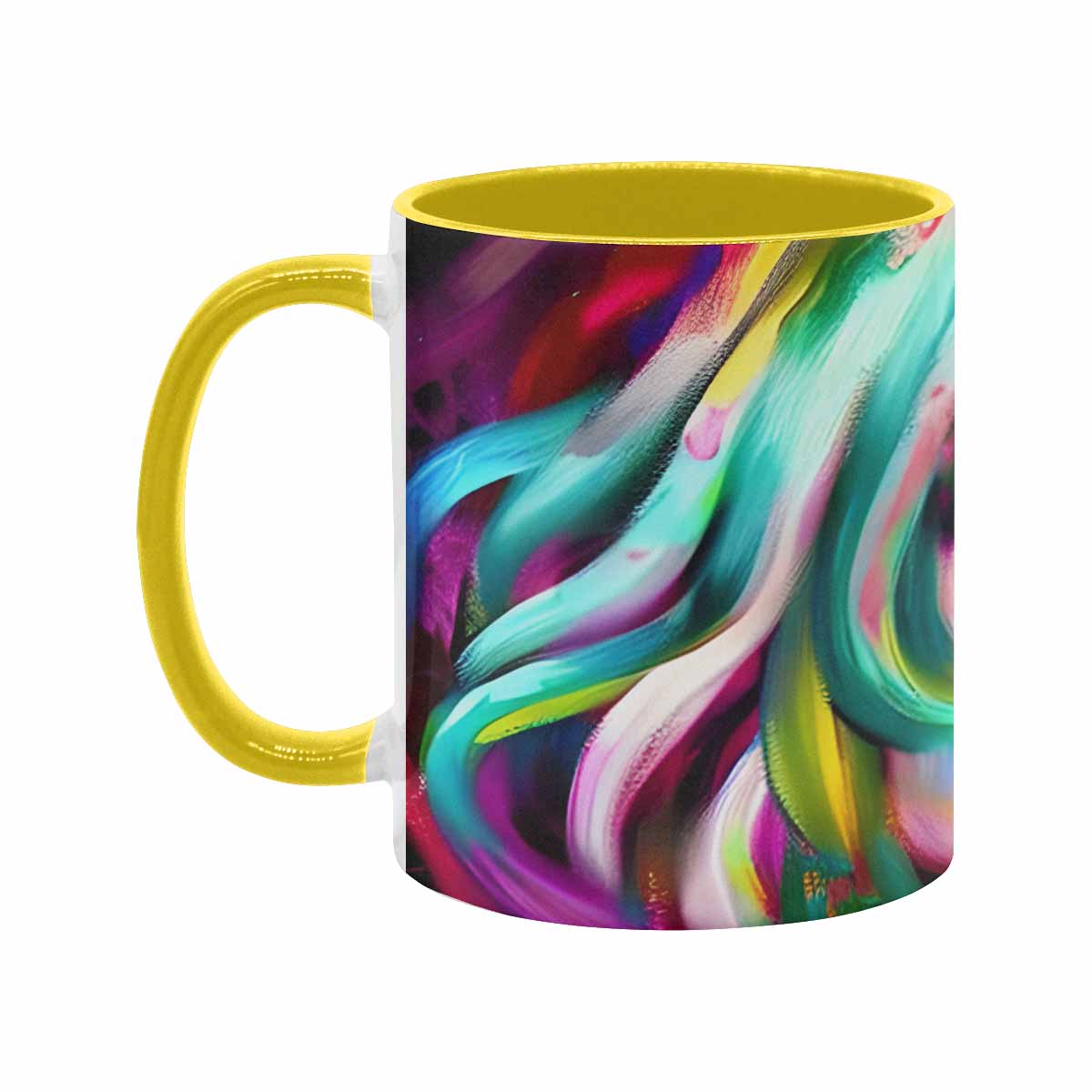 Coffee mug, tea cup, multicolor mug, caucasian type face, design 21