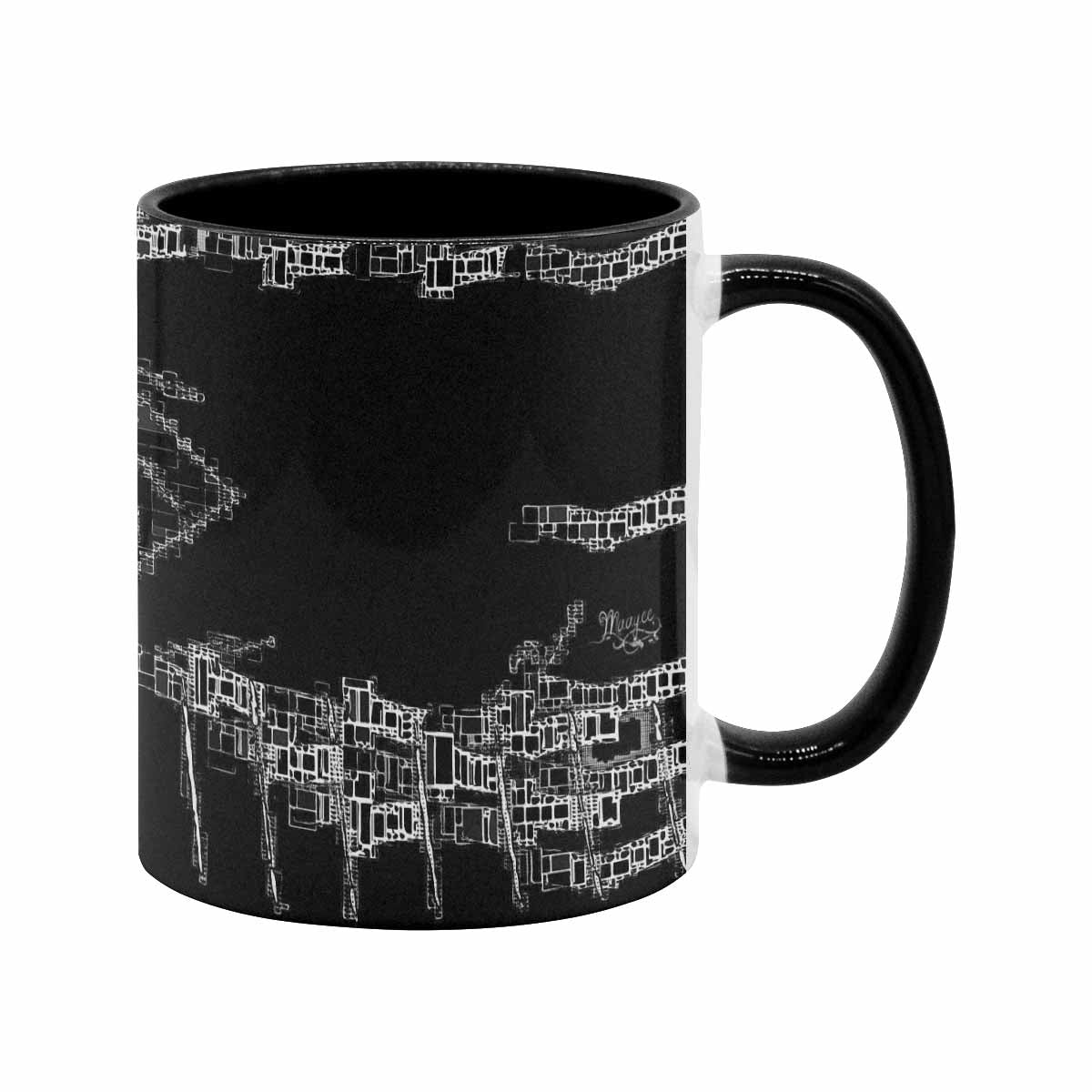 Coffee Mug, tea cup, black core, abstract, design 127