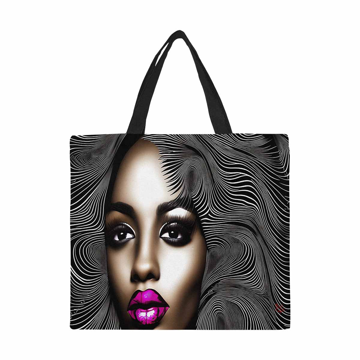 Canvas tote bag, Large, Black Faces, Set 1, design 69