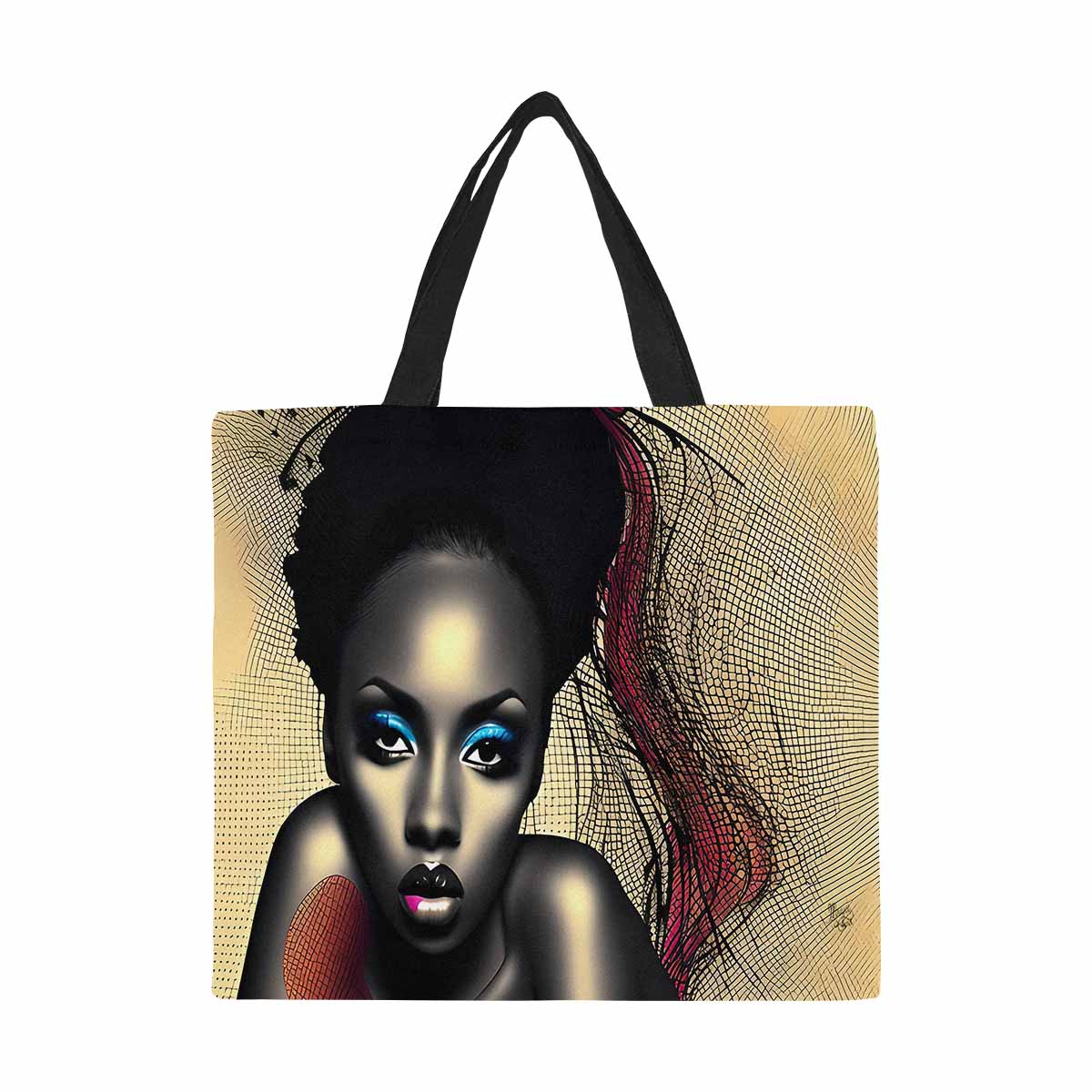 Canvas tote bag, Large, Black Faces, Set 1, design 55