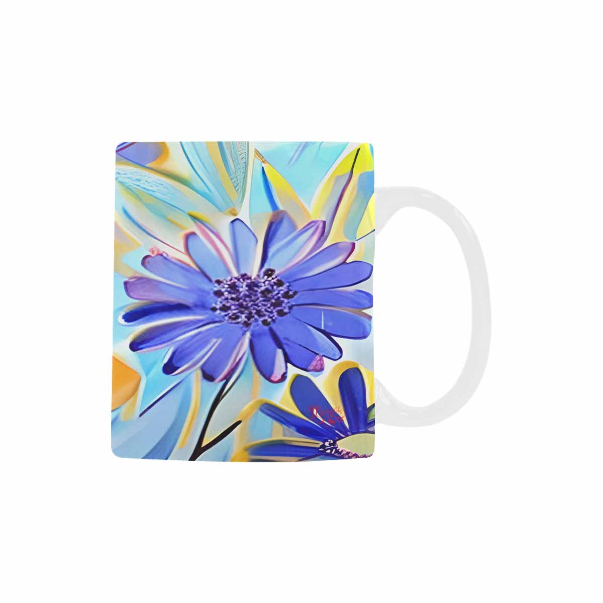 USA made Quality Mug, coffee mug, tea cup, Bright florals, Set 1, Design 52