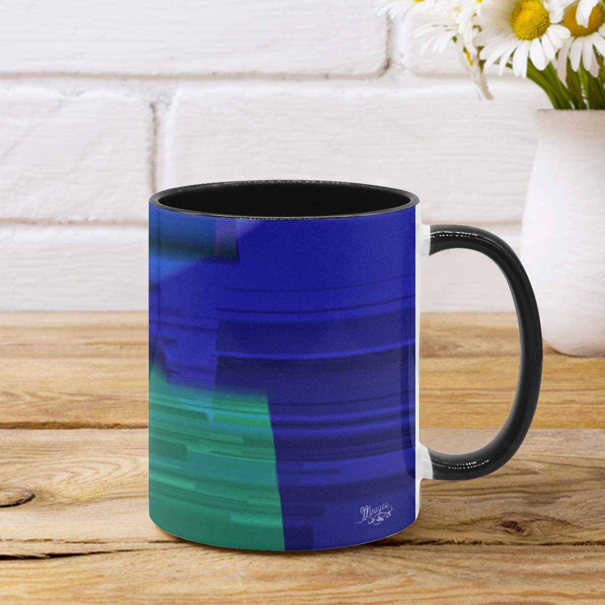 Coffee Mug, tea cup, black core, abstract, design 19