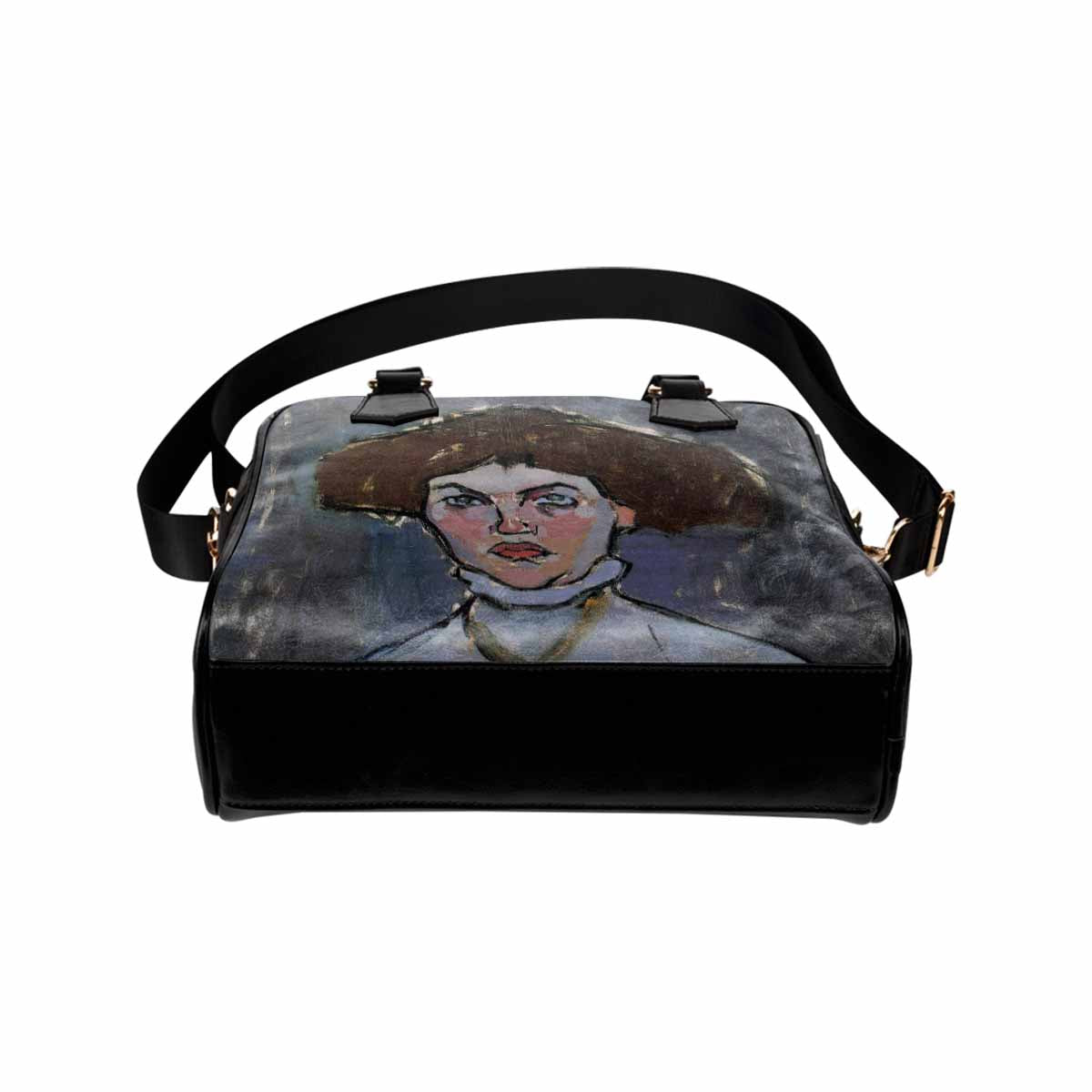 Shoulder PU Leather handbag, Modigliani design, choice of 2 colors, Head of a young woman