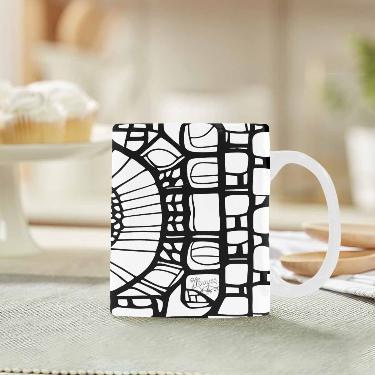 Quality Mug, coffee mug, tea cup, B & W Abstract, Set 1, design 44