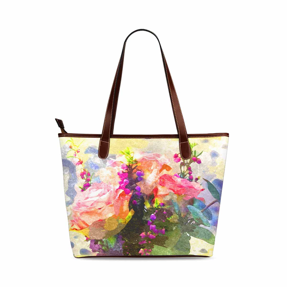 Classic Fabric handbag, watercolor floral, design 12