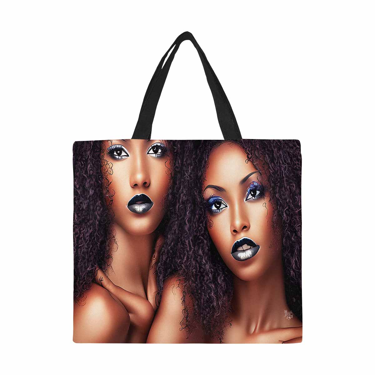 Canvas tote bag, Large, Black Faces, Set 1, design 28