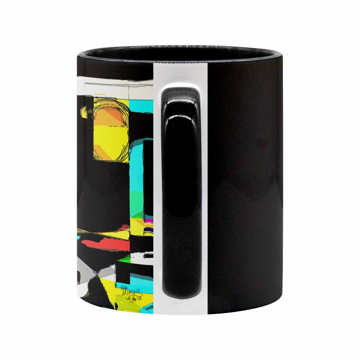 Coffee Mug, tea cup, black core, abstract, design 136