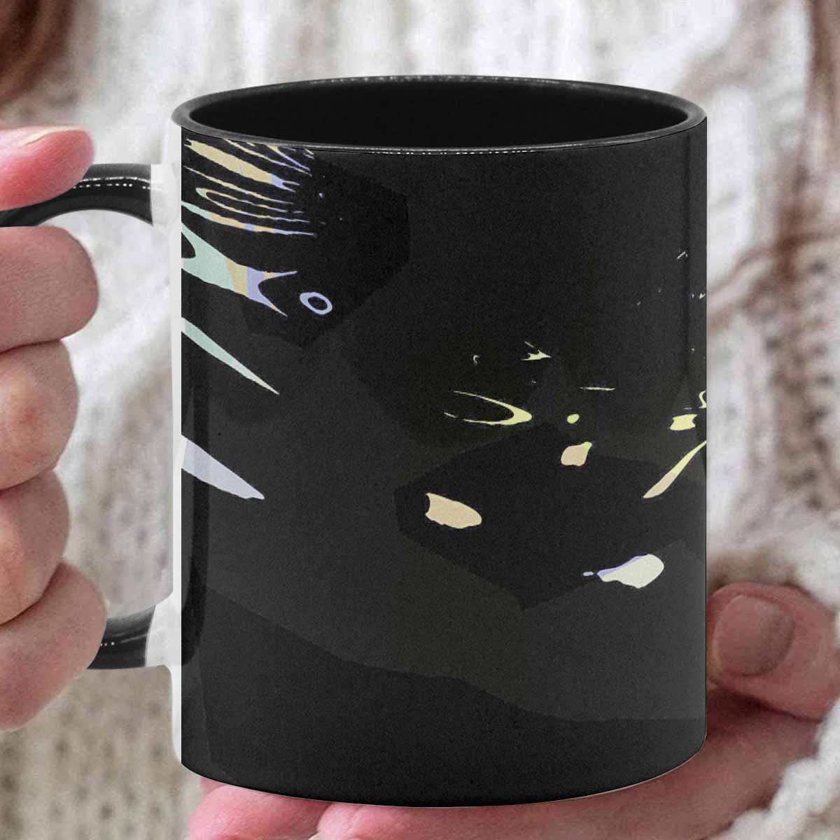 Coffee Mug, tea cup, black core, abstract, design 73