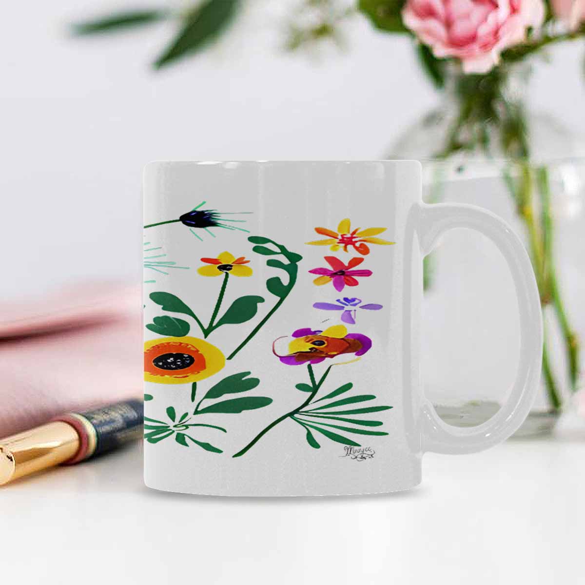 Quality Mug, coffee mug, tea cup, Bright florals, Set 2, design 72