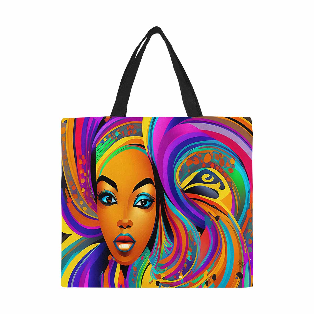 Canvas tote bag, Large, Black Faces, Set 1, design 45