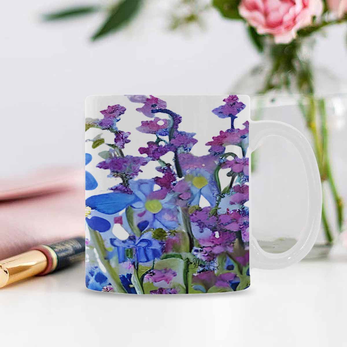 USA made Quality Mug, coffee mug, tea cup, Bright florals, Set 1A, Design 94