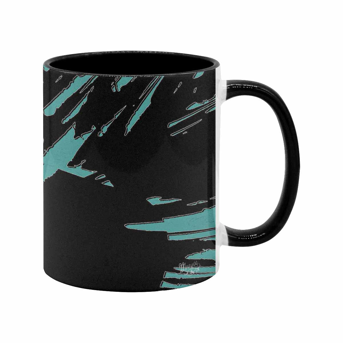 Coffee Mug, tea cup, black core, abstract, design 75