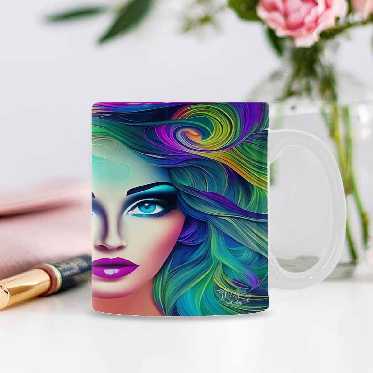 USA, Color Coffee Mug, tea cup, caucasian Face, design 29