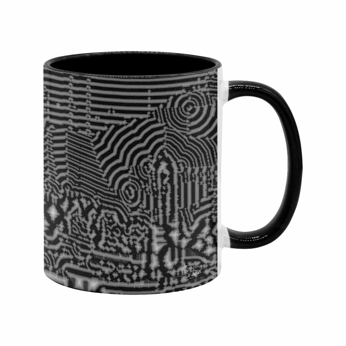 Coffee Mug, tea cup, black core, abstract, design 120