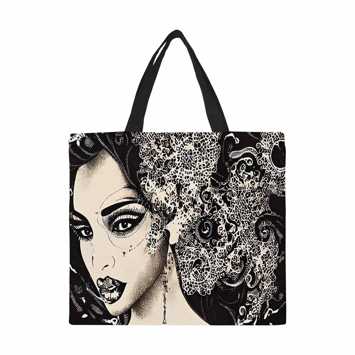 Canvas tote bag, Large, Black Faces, Set 1, design 6