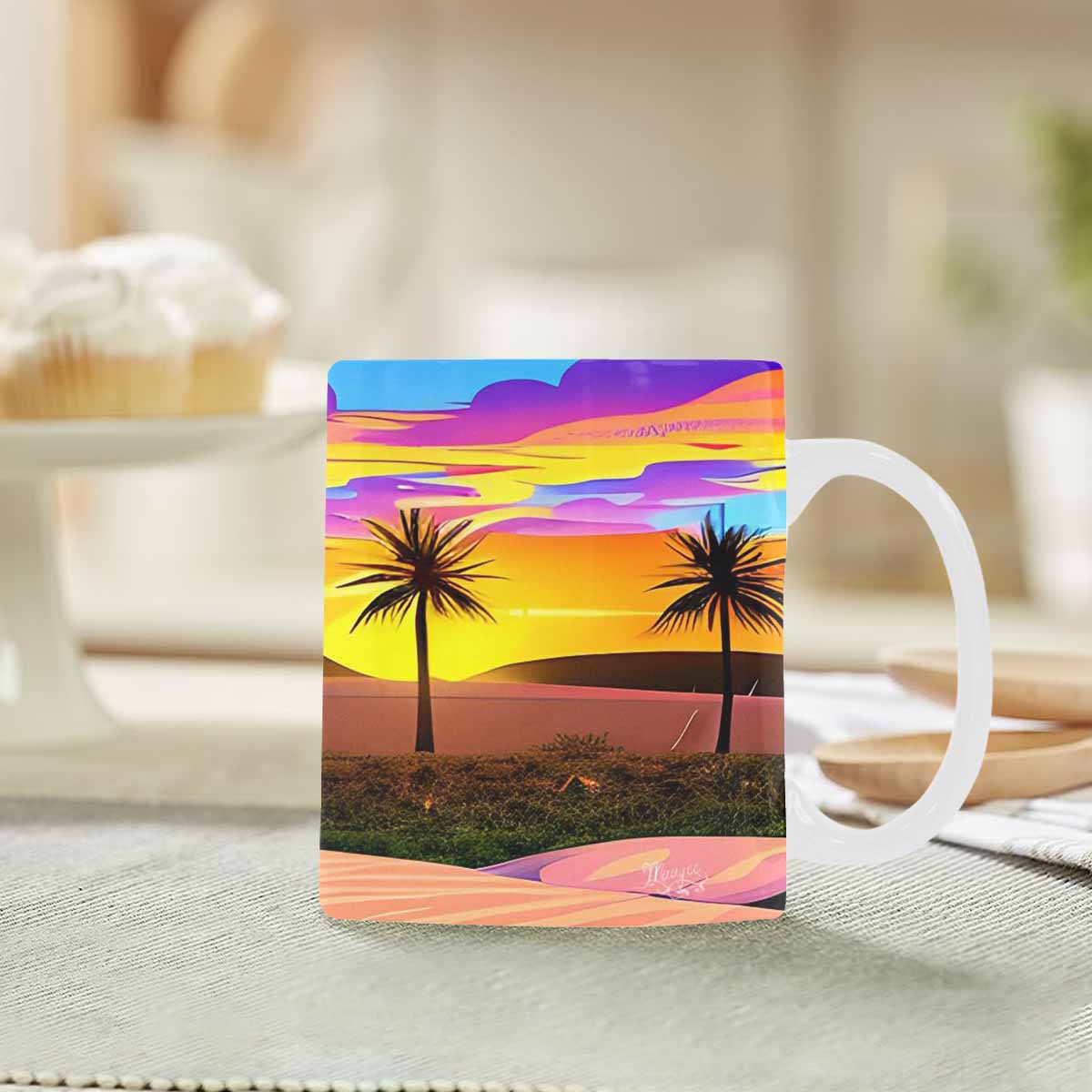 Coffee Mug, tea cup, desert scene, design 51