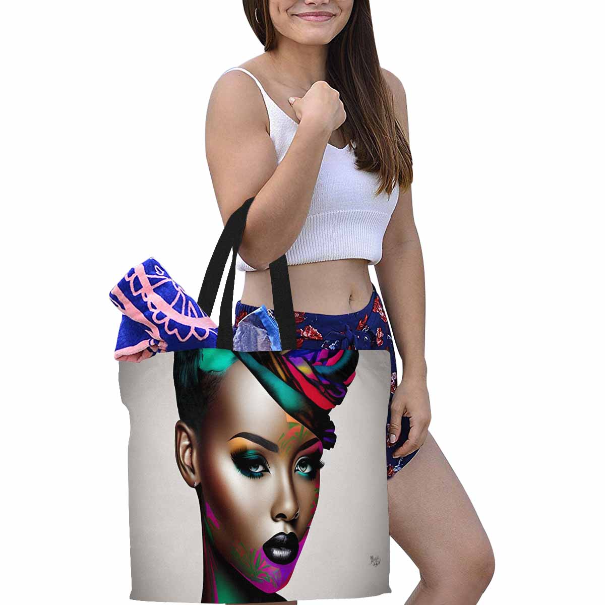 Canvas tote bag, Large, Black Faces, Set 1, design 24