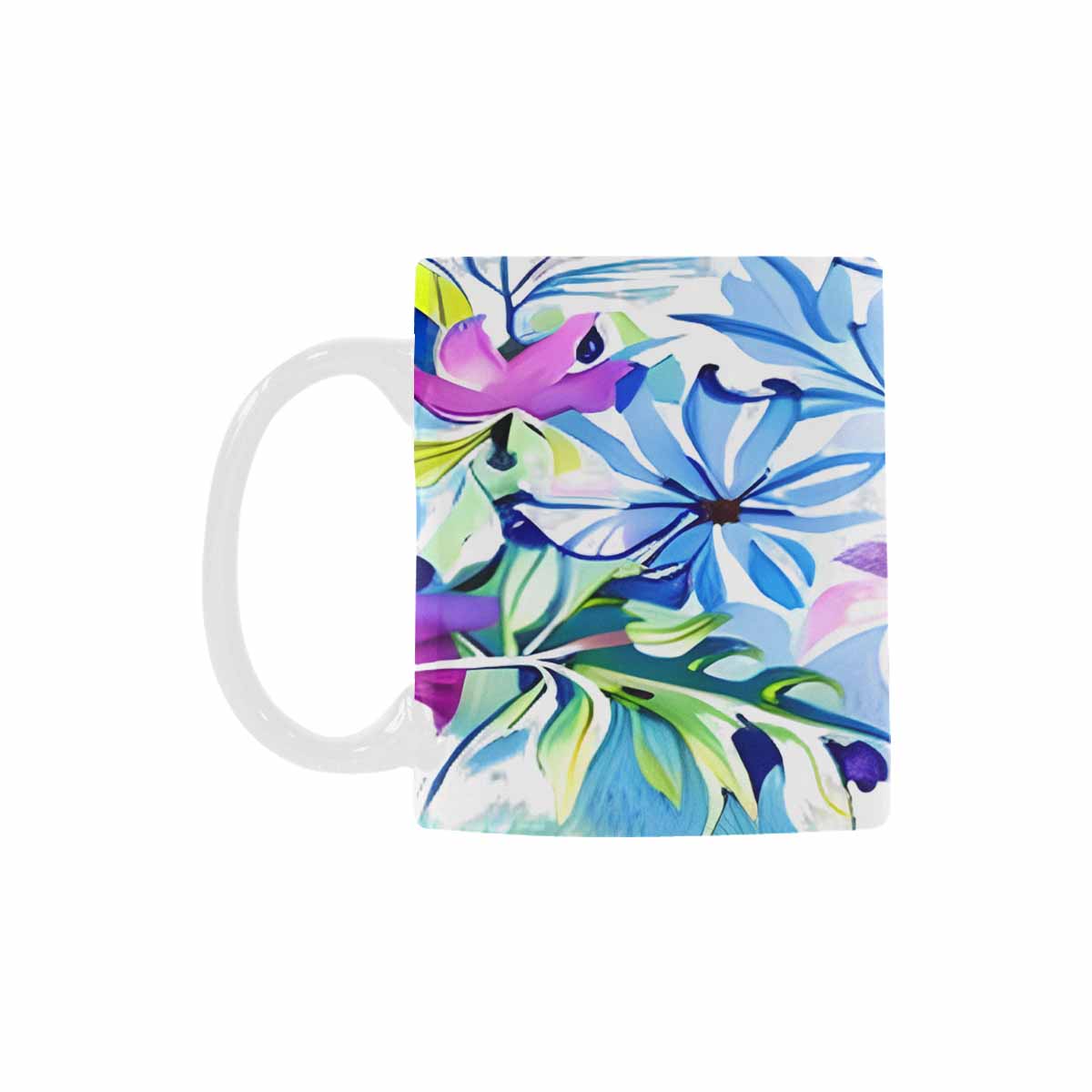 USA made Quality Mug, coffee mug, tea cup, Bright florals, Set 1A, Design 14