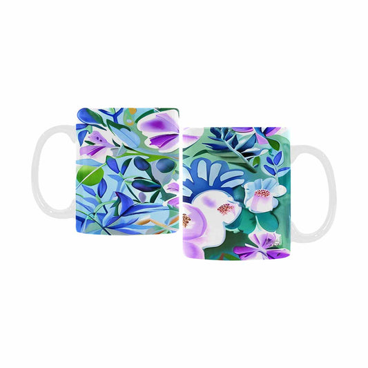 USA made Quality Mug, coffee mug, tea cup, Bright florals, Set 1, Design 13