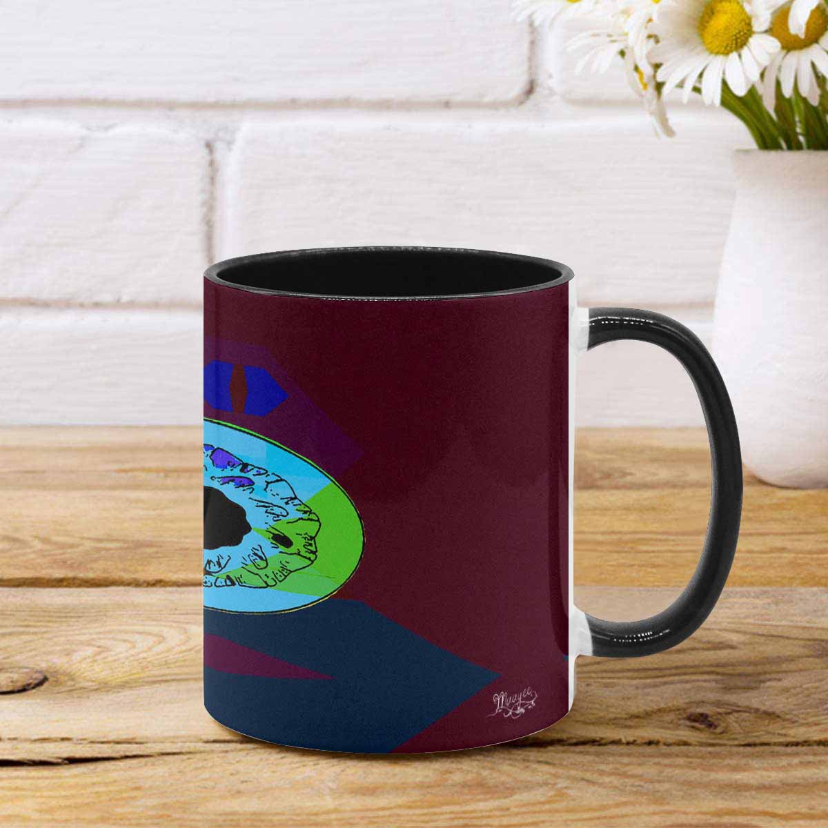 Coffee Mug, tea cup, black core, abstract, design 135