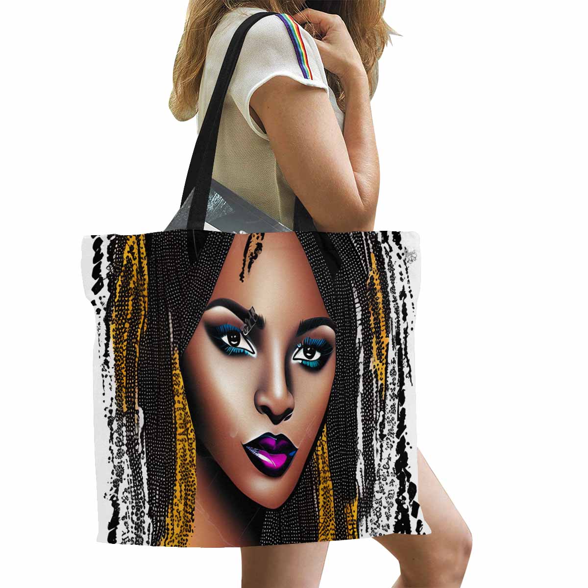 Canvas tote bag, Large, Black Faces, Set 1, design 8
