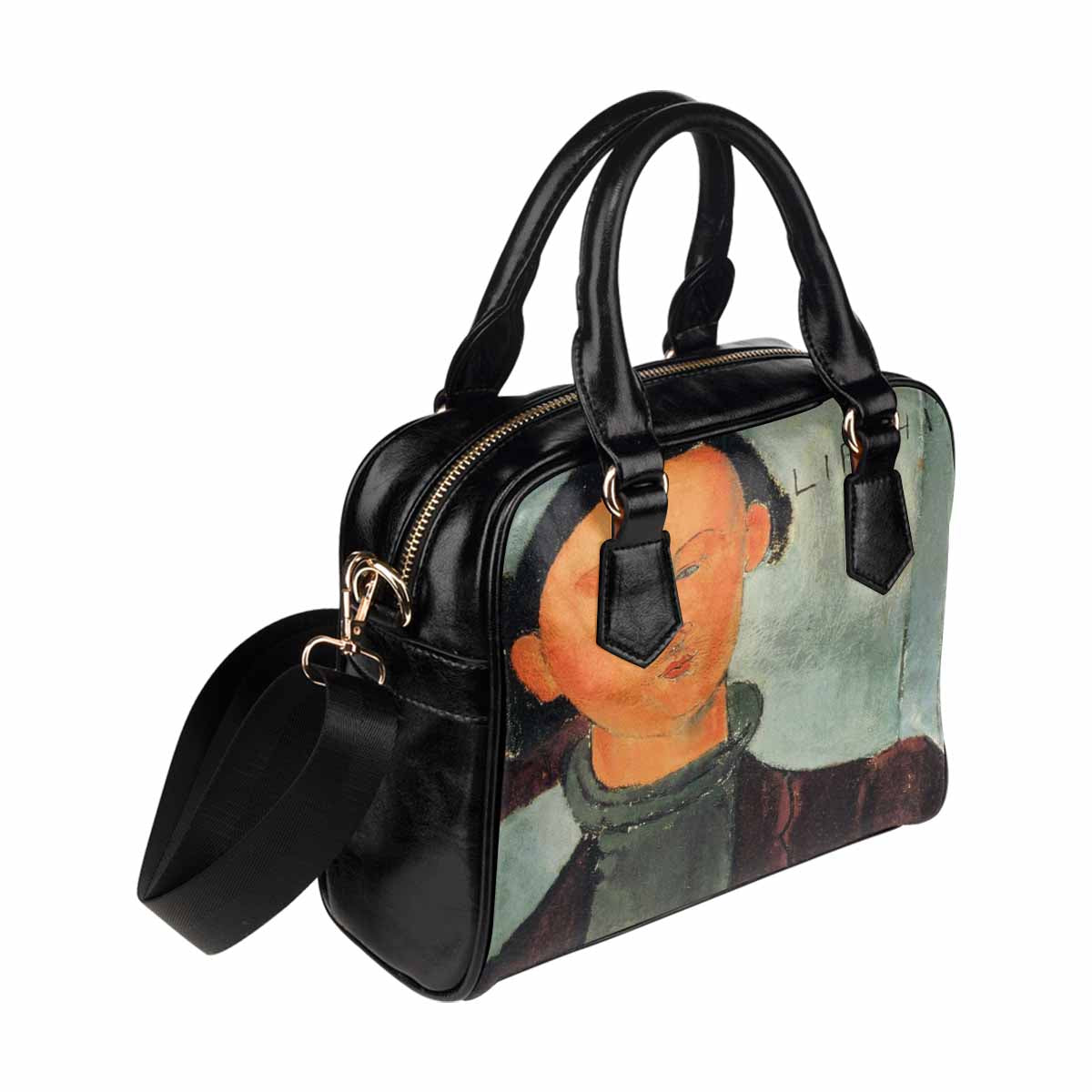 Shoulder PU Leather handbag, Modigliani design, choice of 2 colors, Jacques Lipchitz and his woman