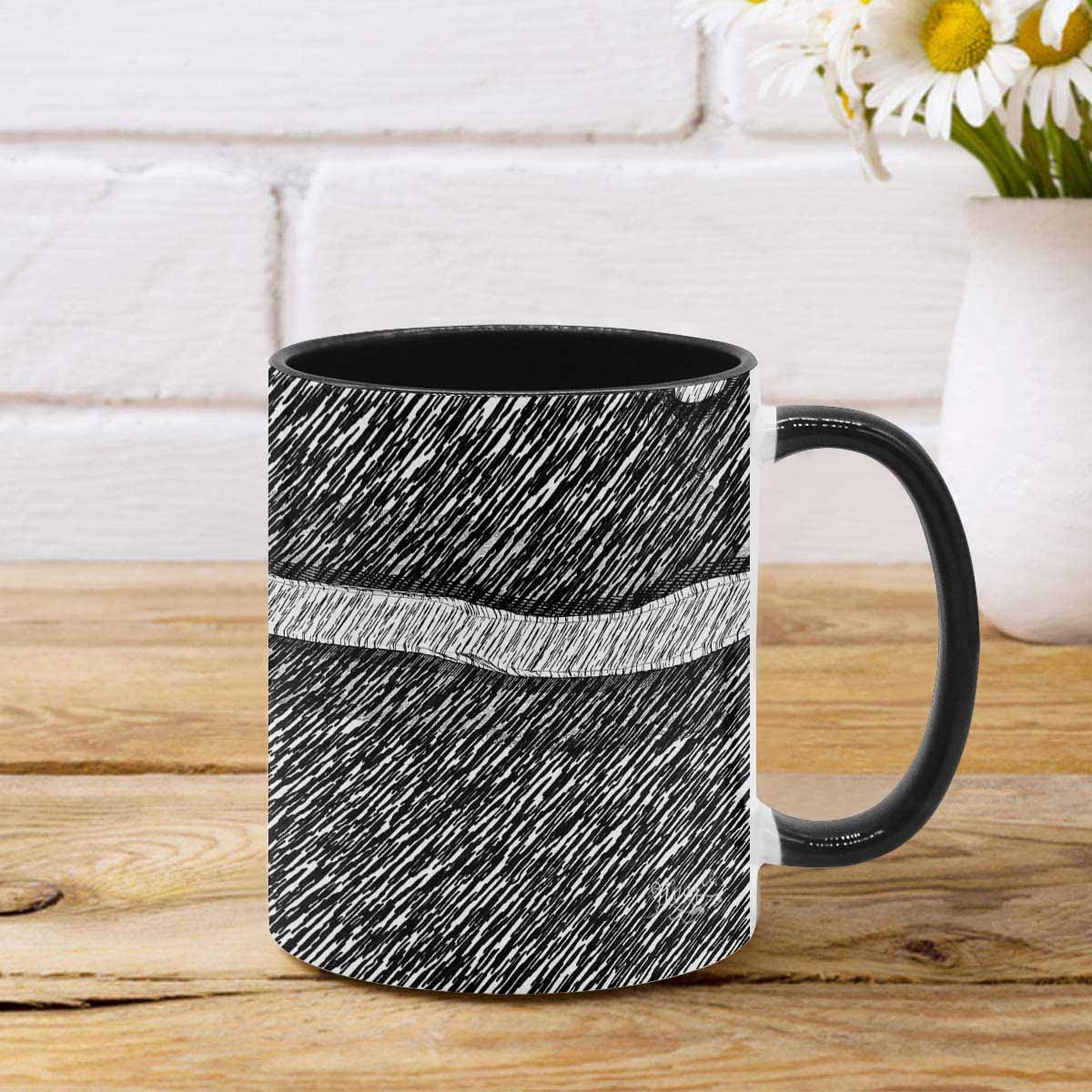 Coffee Mug, tea cup, black core, abstract, design 34