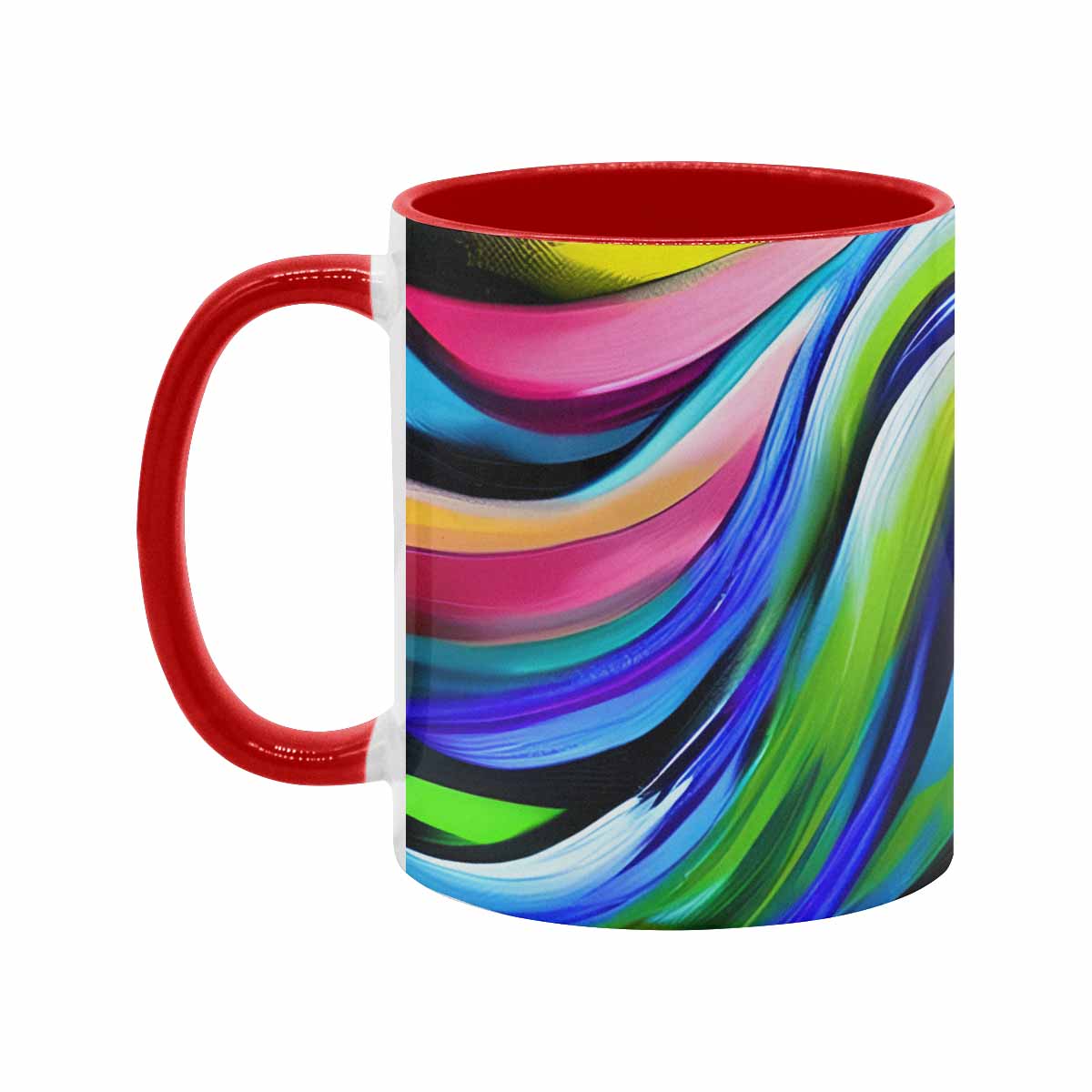 Coffee mug, tea cup, multicolor mug, caucasian type face, design 25