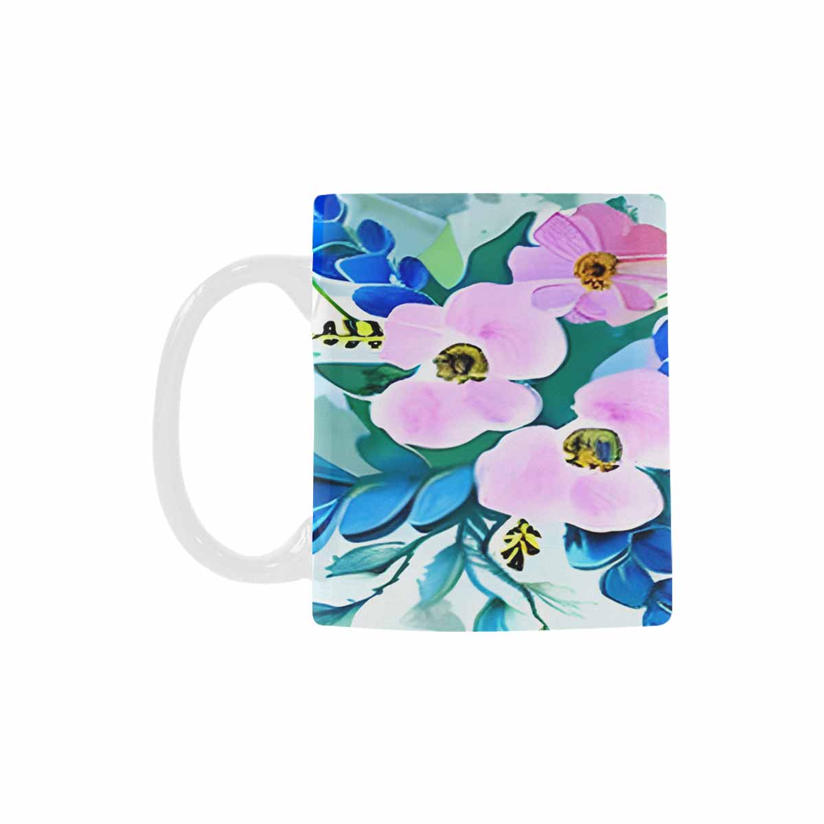 USA made Quality Mug, coffee mug, tea cup, Bright florals, Set 1, Design 5