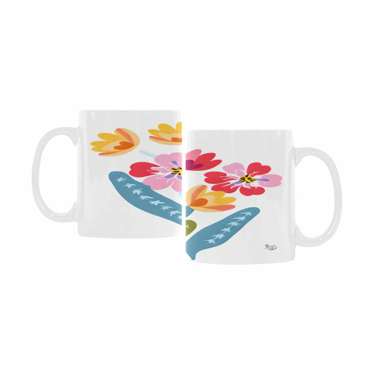 USA made Quality Mug, coffee mug, tea cup, Bright florals, Set 2, design 51