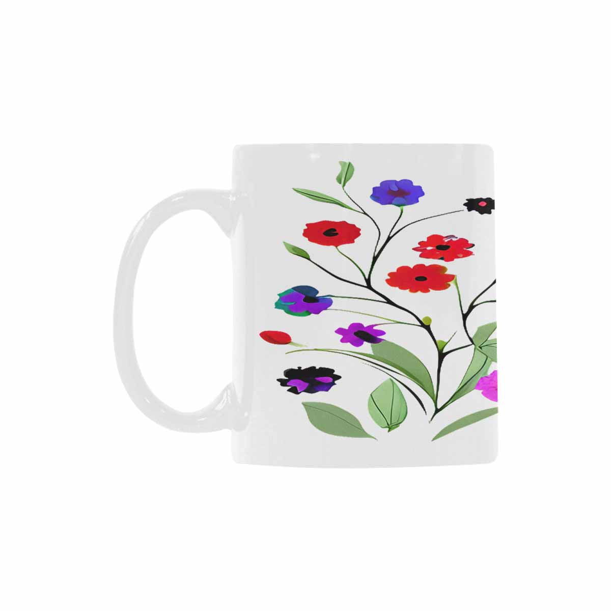 USA made Quality Mug, coffee mug, tea cup, Bright florals, Set 2, design 76