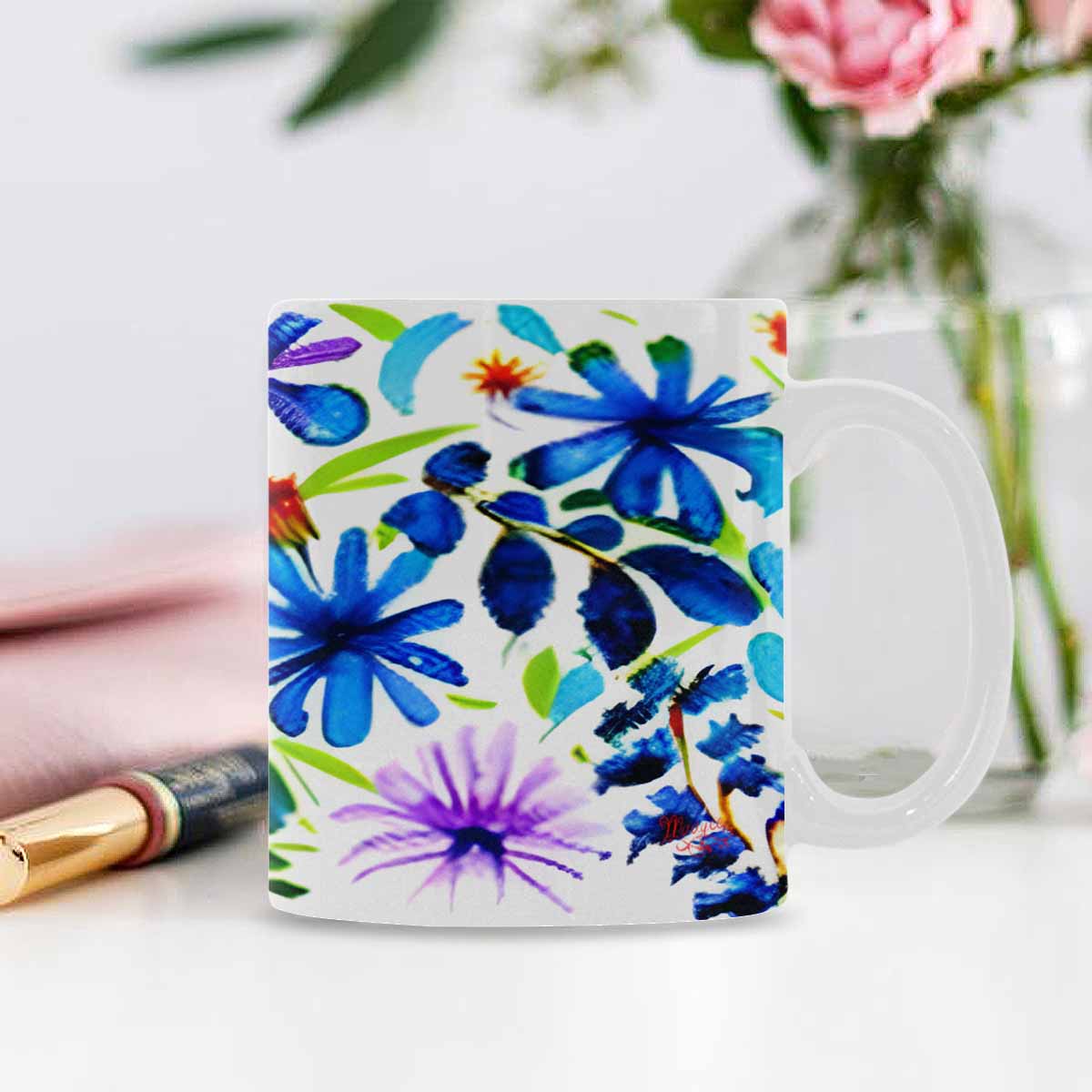 USA made Quality Mug, coffee mug, tea cup, Bright florals, Set 1, Design 15