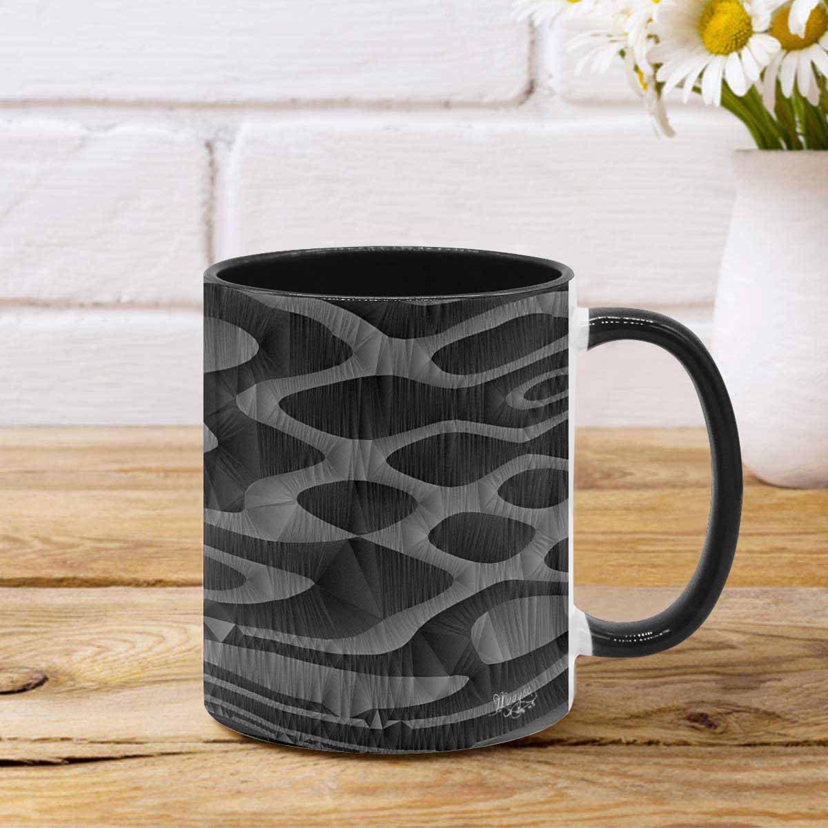 Coffee Mug, tea cup, black core, abstract, design 87