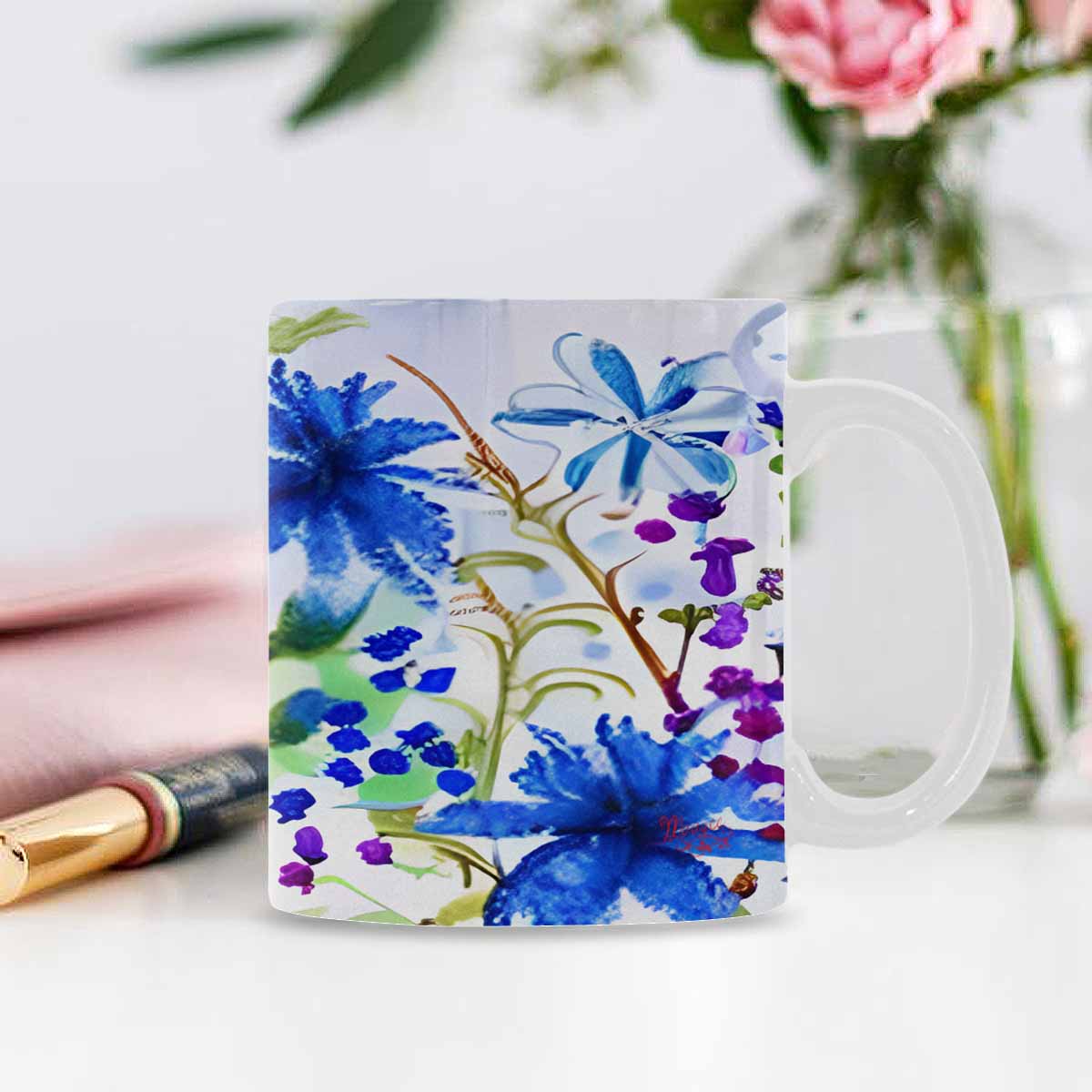 USA made Quality Mug, coffee mug, tea cup, Bright florals, Set 1, Design 6