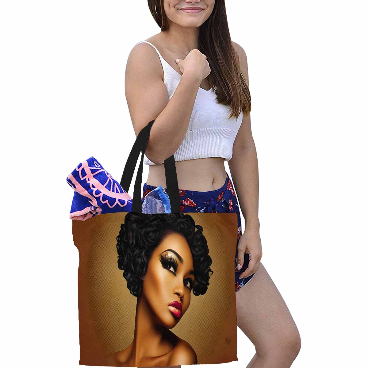 Canvas tote bag, Large, Black Faces, Set 1, design 17