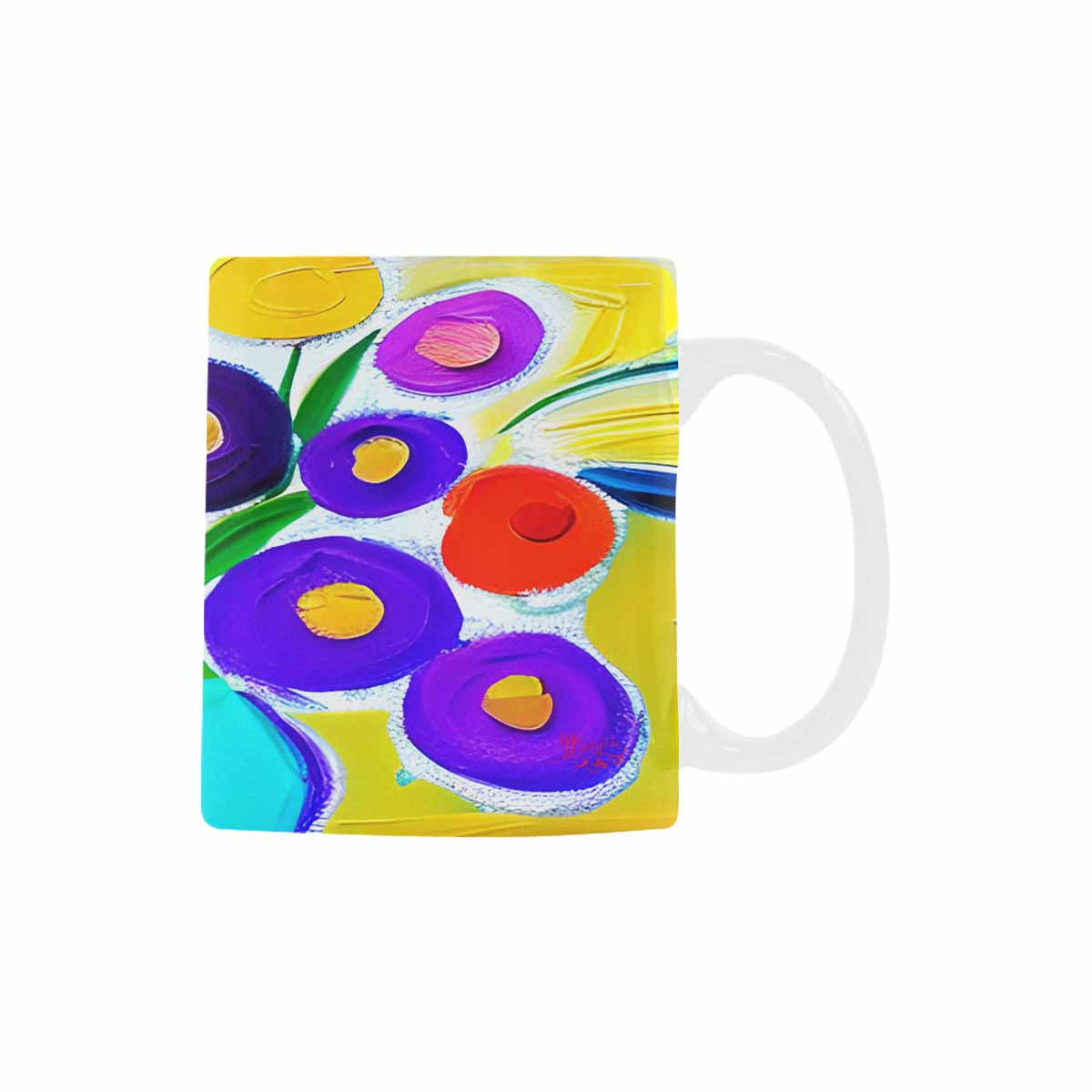 USA made Quality Mug, coffee mug, tea cup, Bright florals, Set 1, Design 66