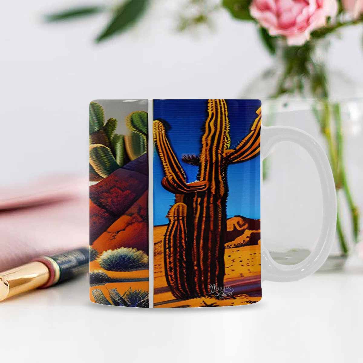 Coffee Mug, tea cup, desert scene, design 16