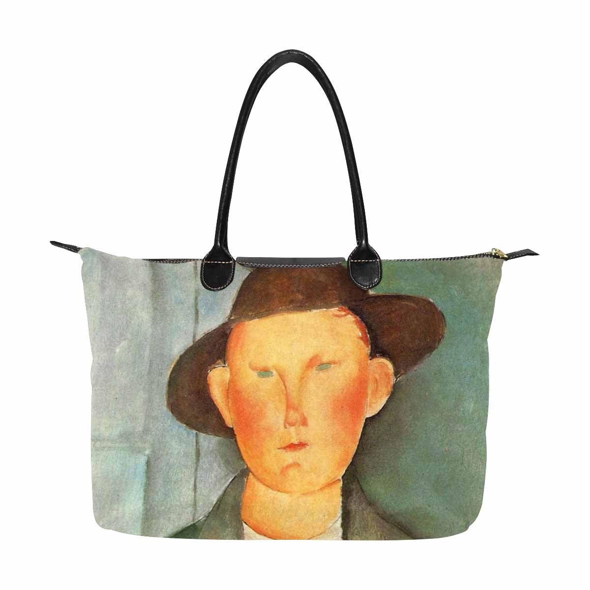 Classic handbag, Modigliani design, choice of 2 colors, Peasant boy version 1 & 2