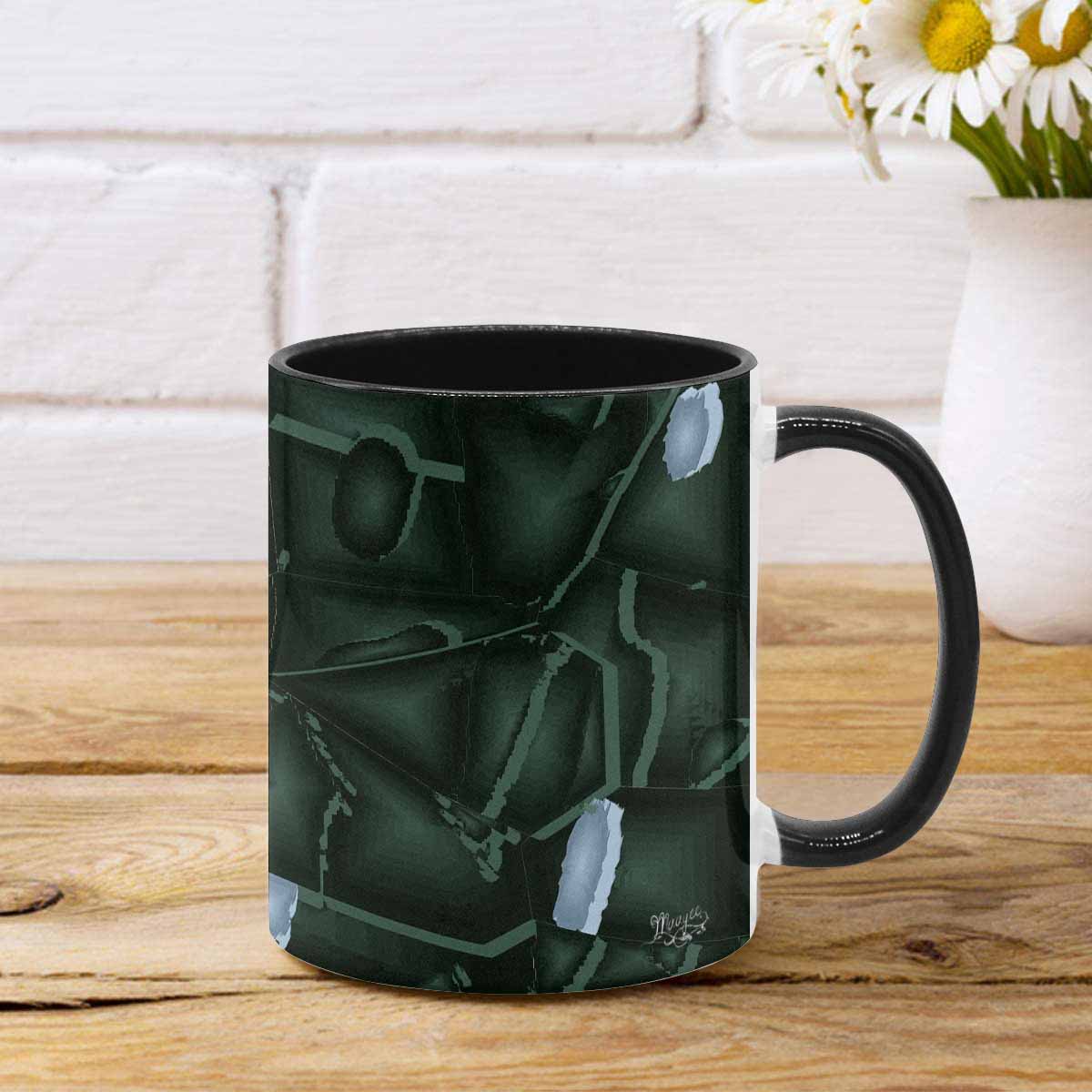 Coffee Mug, tea cup, black core, abstract, design 78