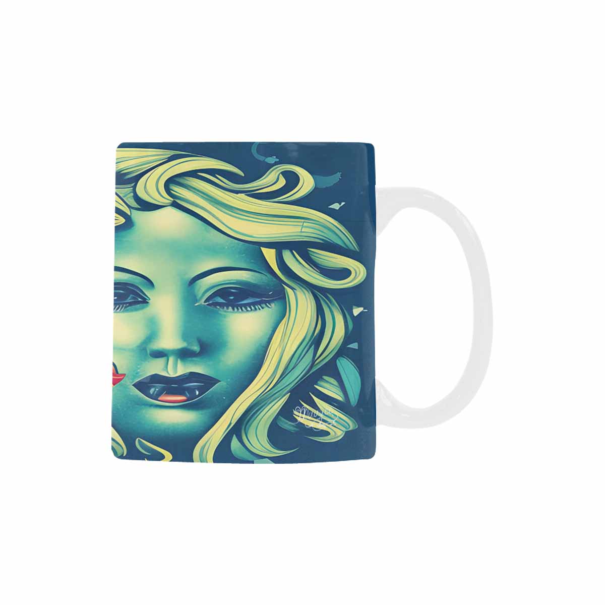 USA, Color Coffee Mug, tea cup, caucasian Face, design 42