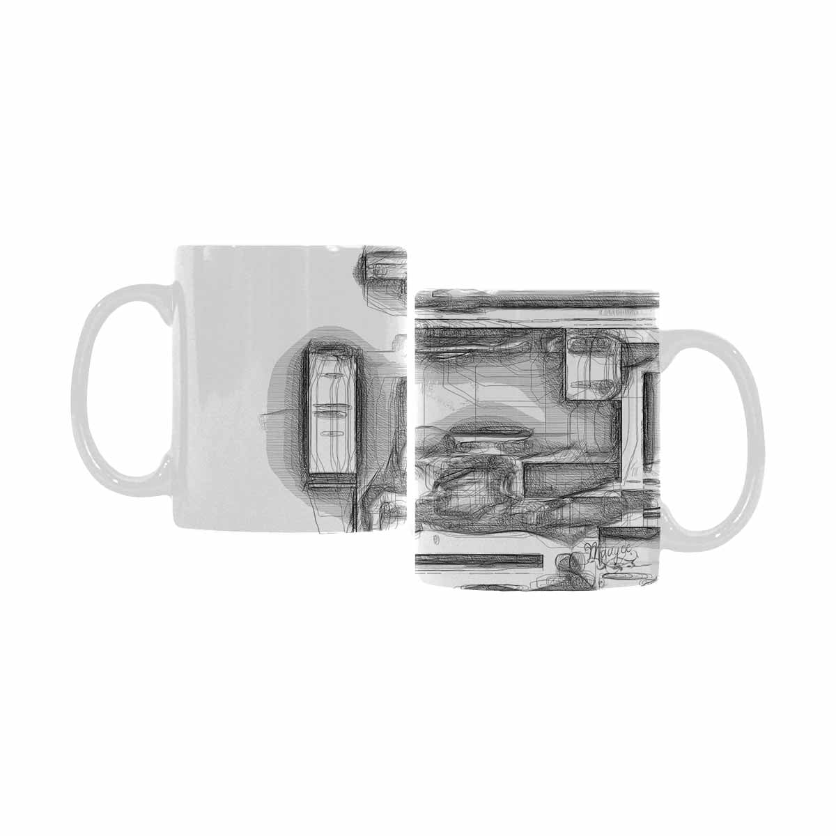 Quality Mug, coffee mug, tea cup, B & W Abstract, Set 1, design 68