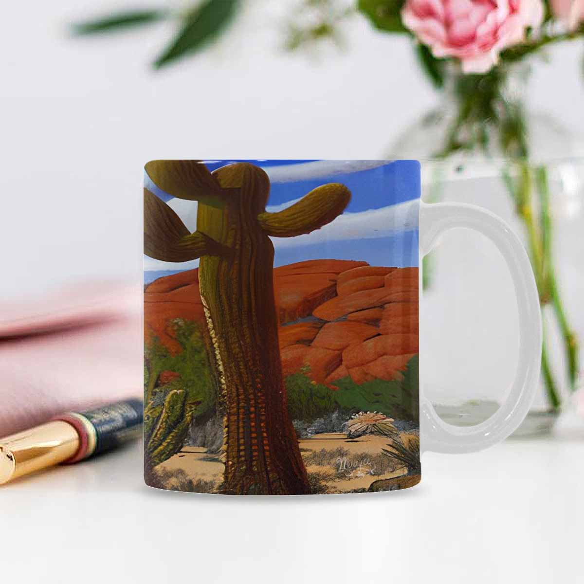 Coffee Mug, tea cup, desert scene, design 14