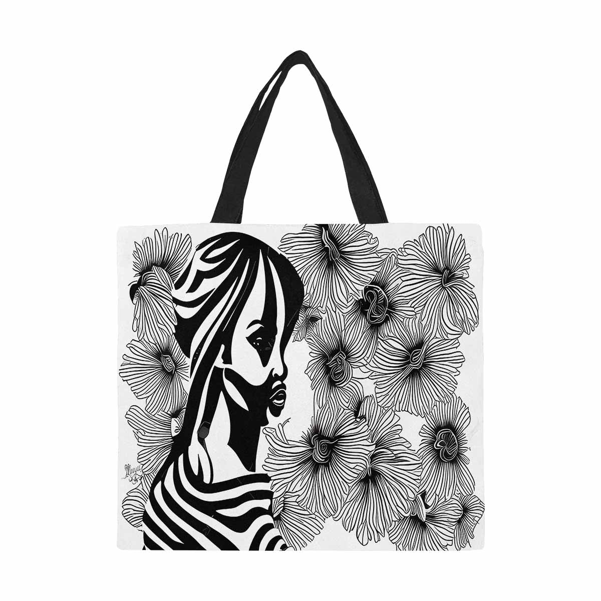 Canvas tote bag, Large, Black Faces, Set 1, design 14