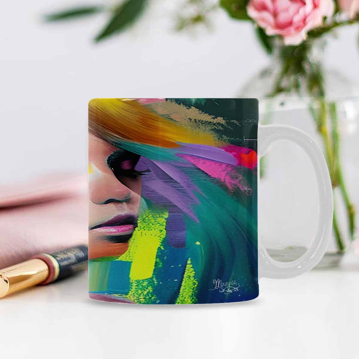 Coffee Mug, tea cup,caucasian Face, design 1