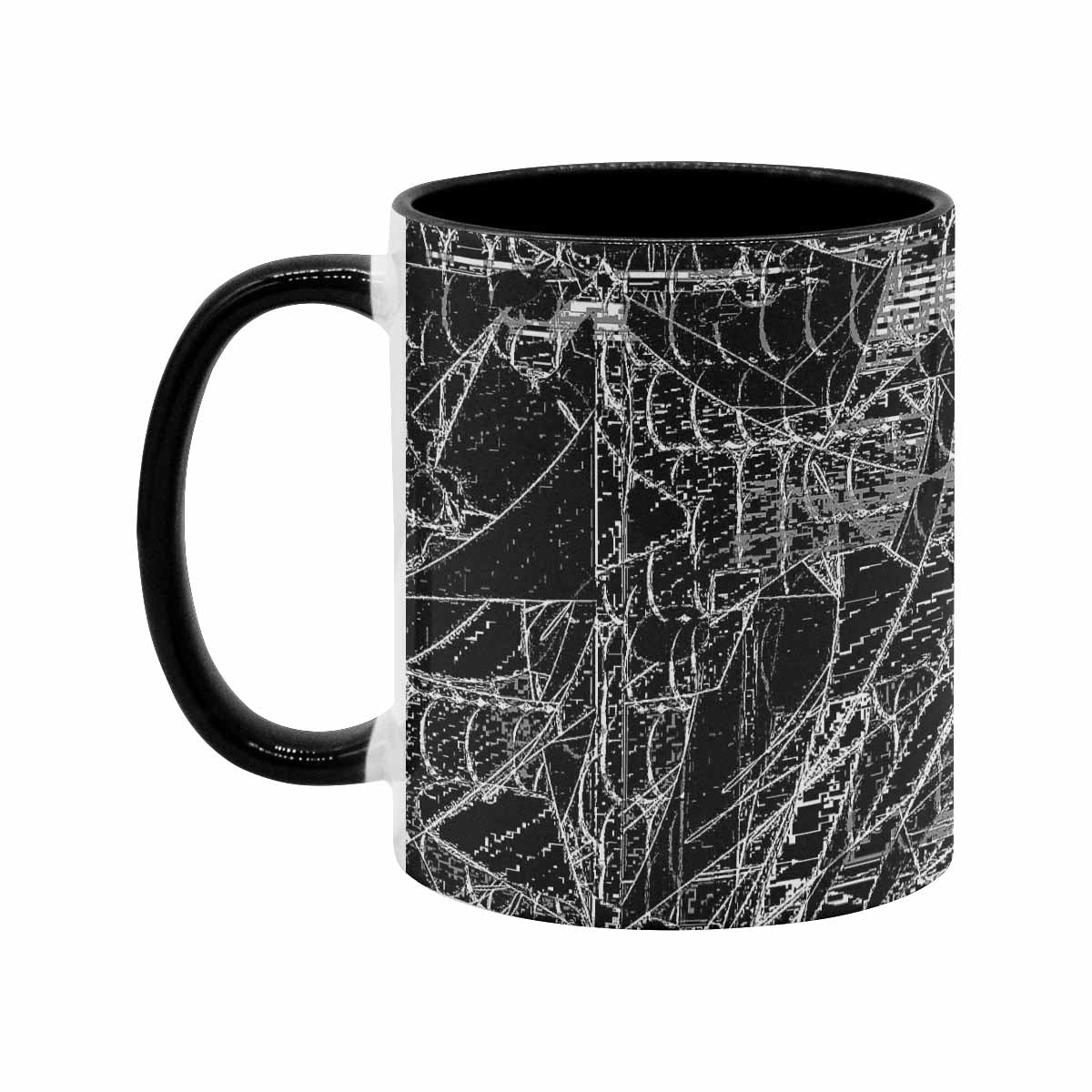 Coffee Mug, tea cup, black core, abstract, design 16