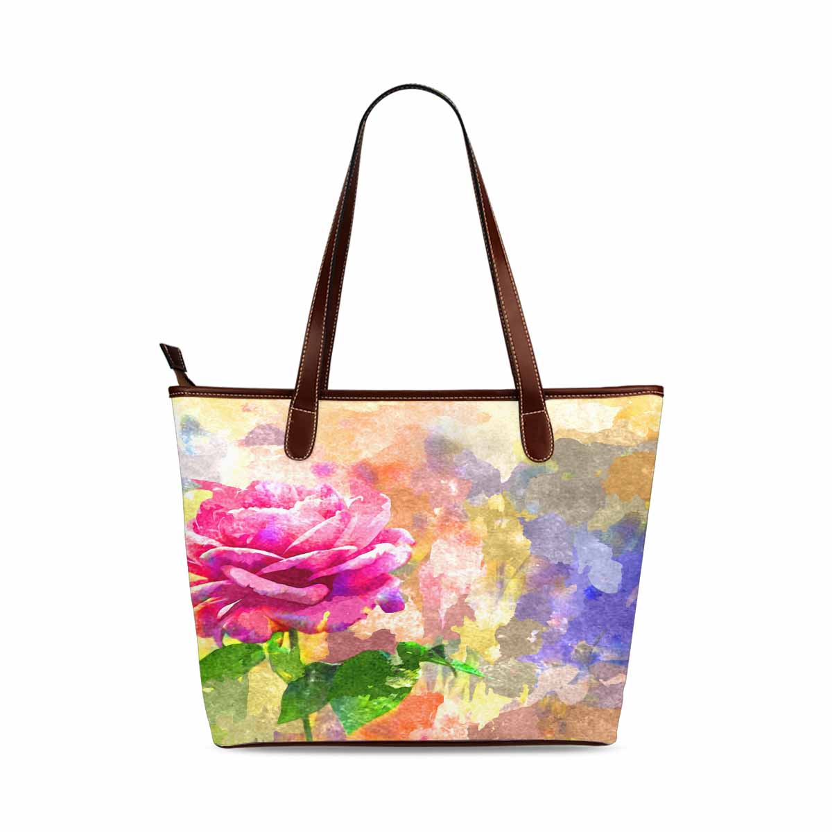 Classic Fabric handbag, watercolor floral, design 186