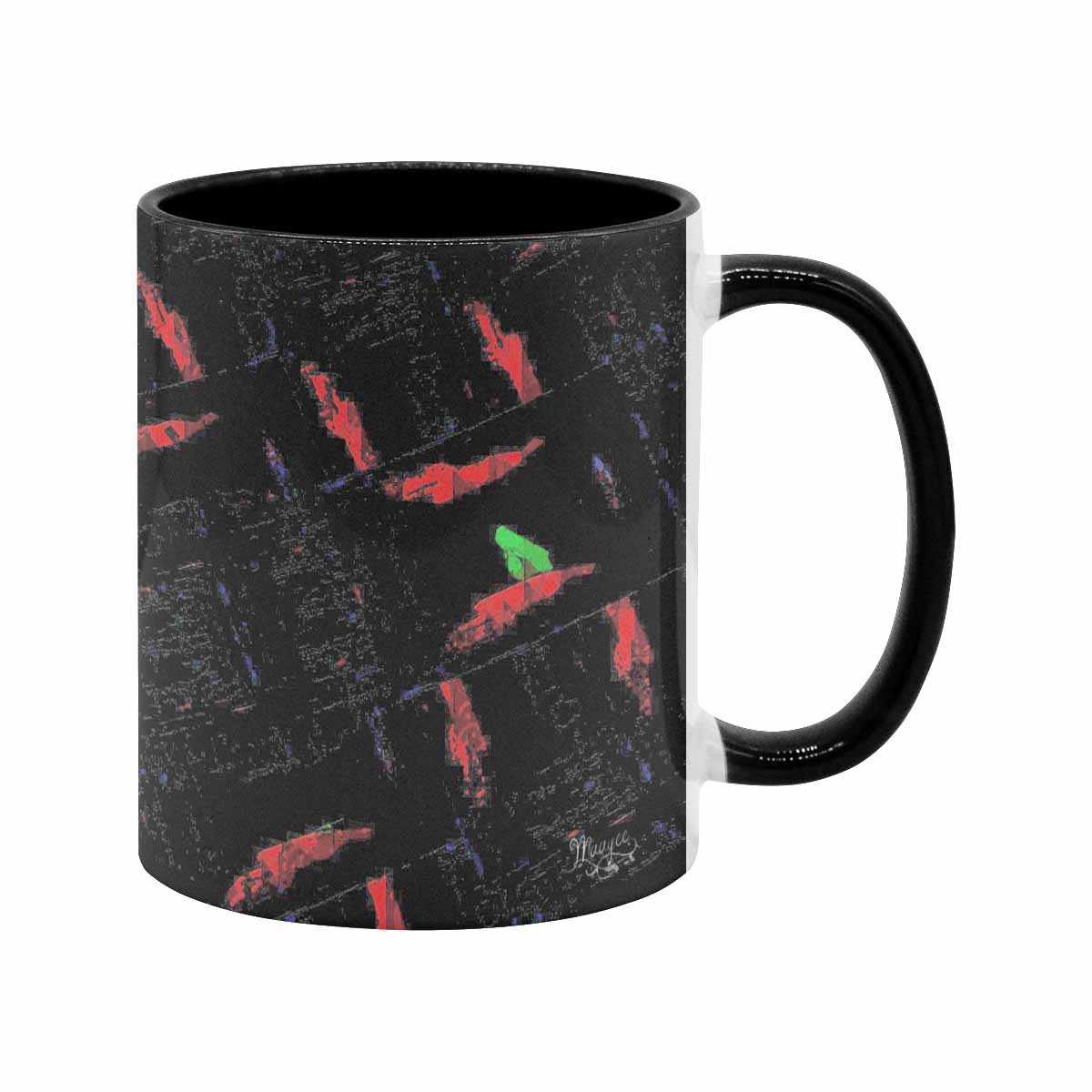 Coffee Mug, tea cup, black core, abstract, design 141