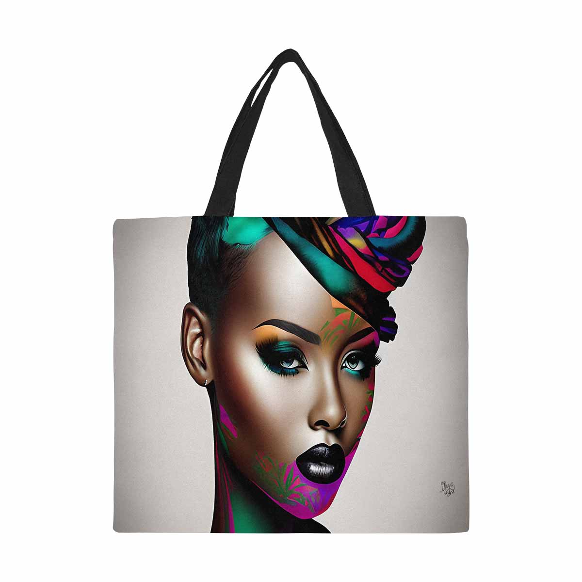 Canvas tote bag, Large, Black Faces, Set 1, design 24