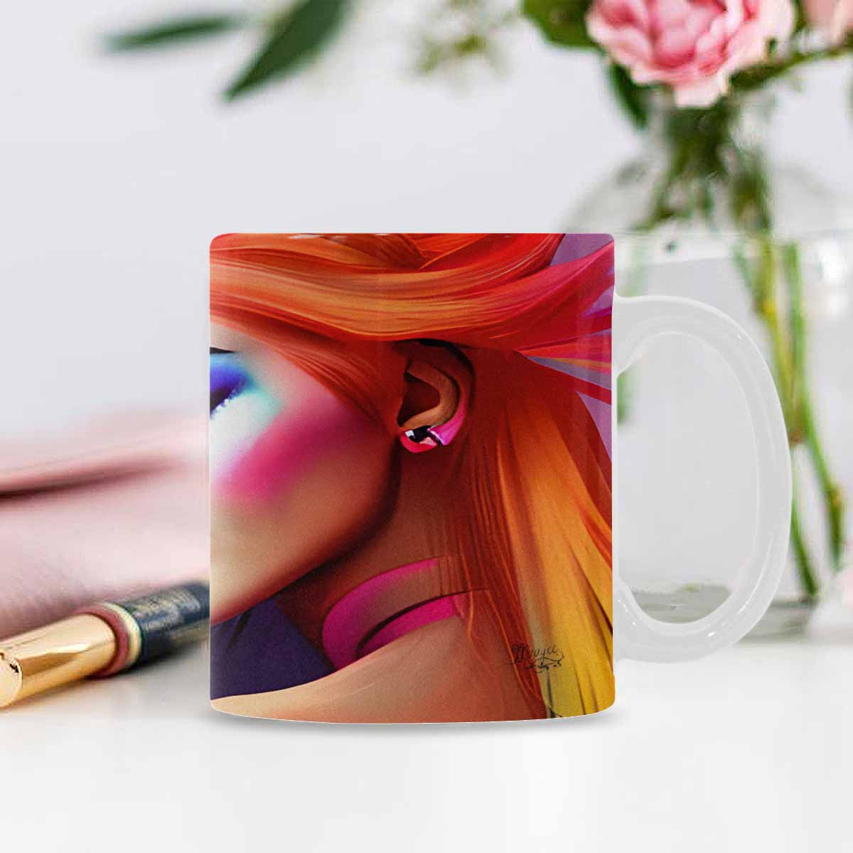 USA, Color Coffee Mug, tea cup, caucasian Face, design 5